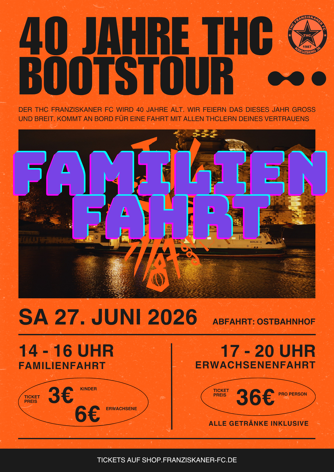 Ticket - 40 Jahre THC Bootstour - 14h - Familienfahrt - Normalpreis