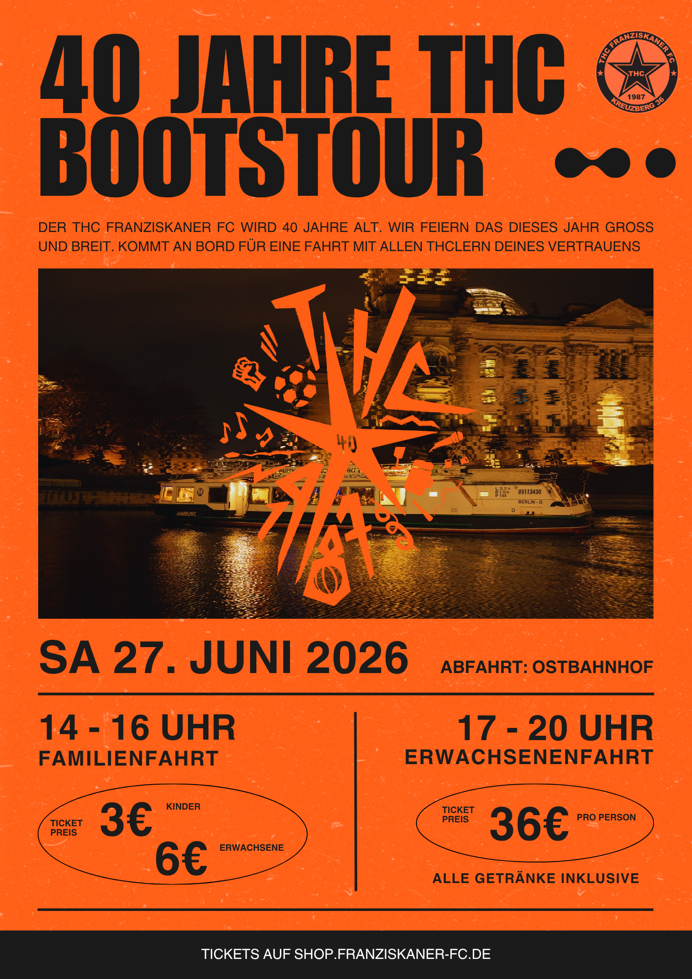 Ticket - 40 Jahre THC Bootstour - 17h - Erwachsenenfahrt